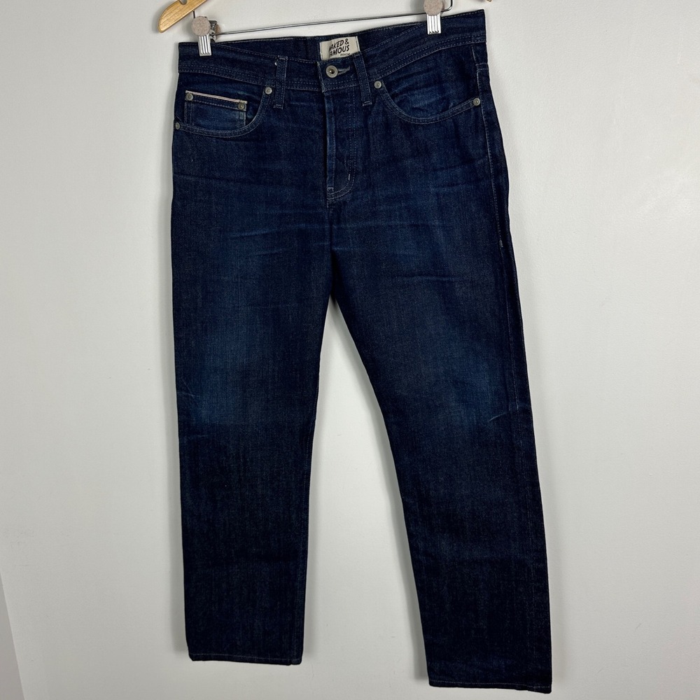 Naked Famous Canada Made Selvedge Weird Guy Dark Blue Denim Jeans Mens Size 31